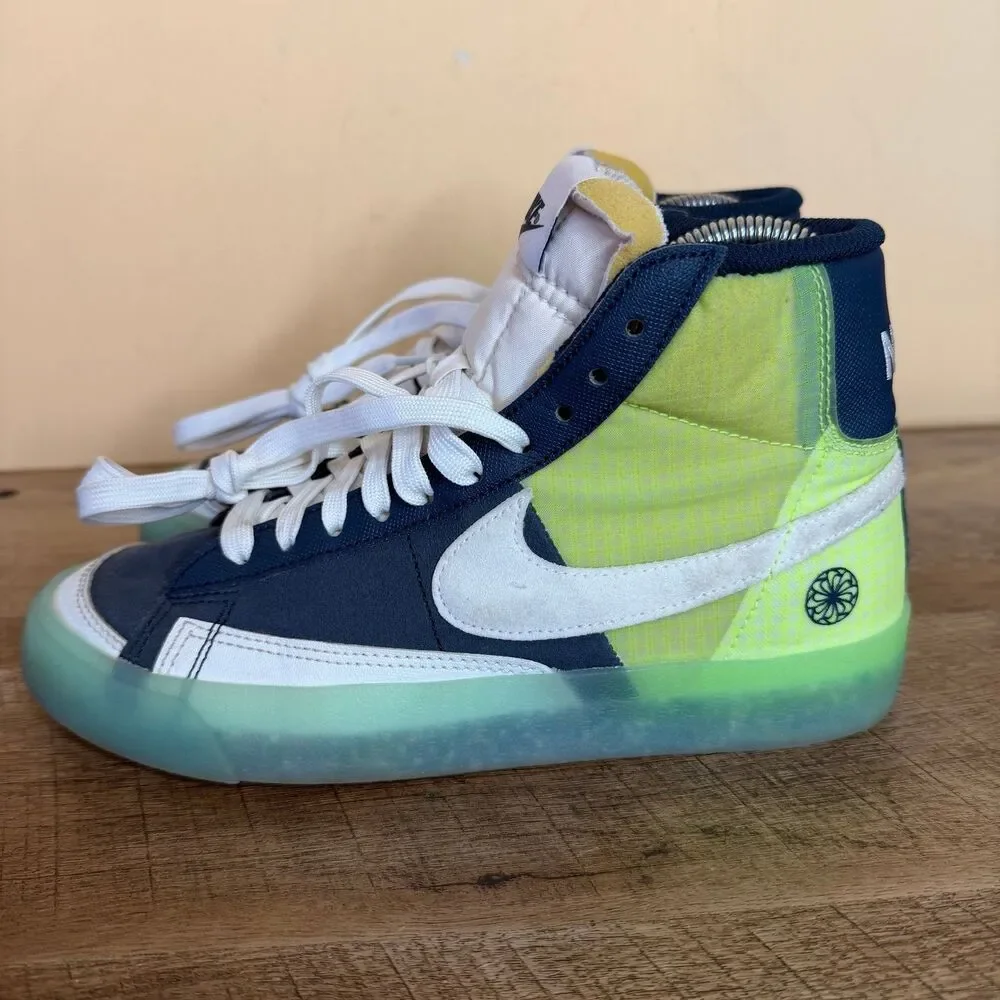 Nike SB Blazer Mid boys Shoes Size 4.5 Navy Volt White Move to Zero DO2699-400